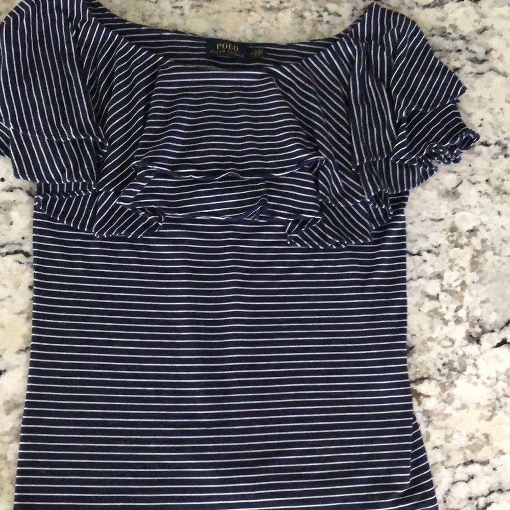 Off the shoulder polo ruffled top